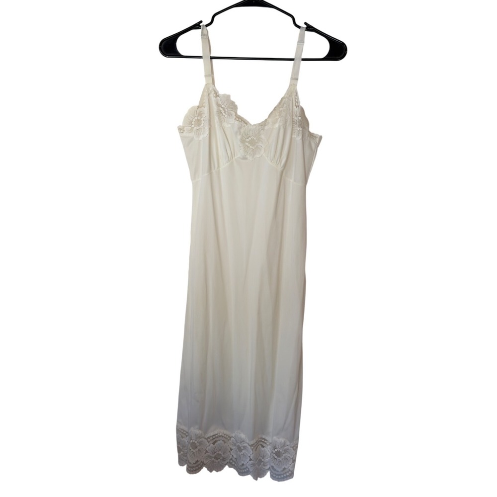 Vintage Aristocraft By Superior White Lace Midi Slip Nightgown Size 34 S Bridal